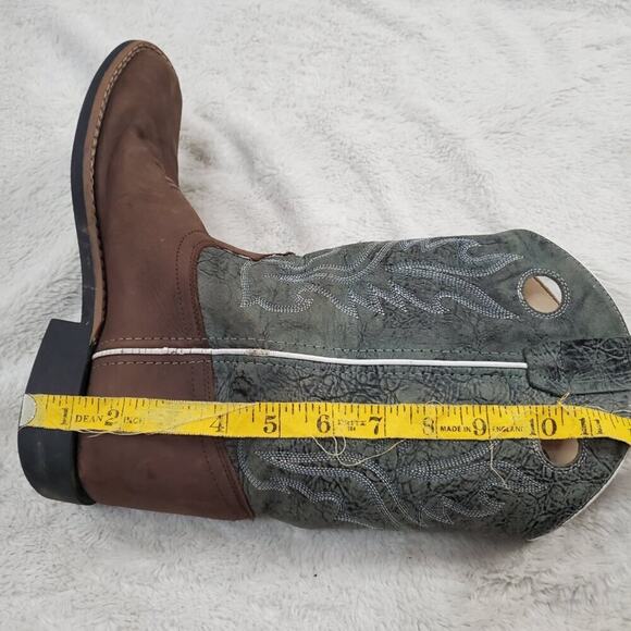 Old West Cowgirl Turquoise Stitched Flame Brown Leather Western Boot Woman 6.5 D - Picture 12 of 13